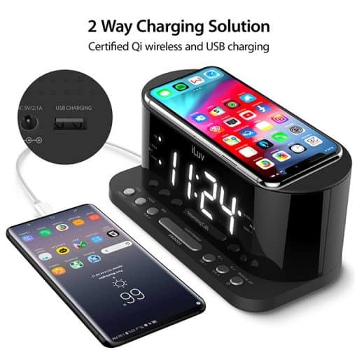iLuv® Qi Wireless Charger / LED Alarm Clock-5