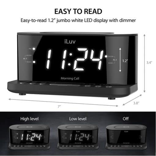 iLuv® Qi Wireless Charger / LED Alarm Clock-8