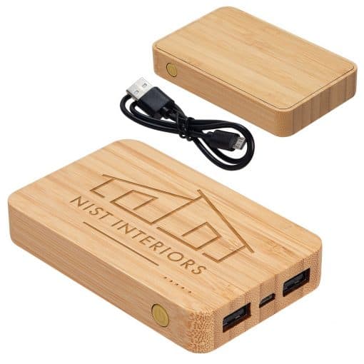 Bamboo 5000mAh Dual Port Power Bank with Wireless Charger-2