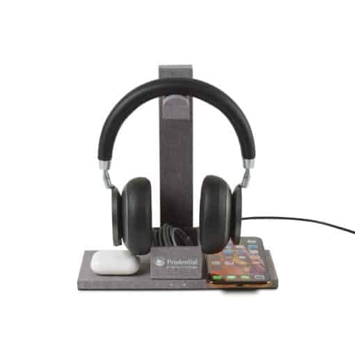 Truman Dual Wireless Charger and Headphone Stand - Medium Grey Heather