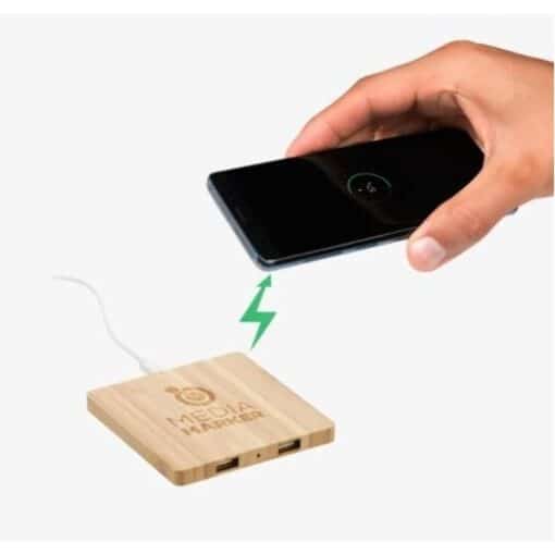 Bamboo Wireless Charging Pad with Dual Outputs-1