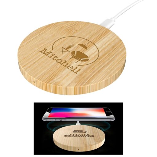 15W Round Bamboo Wireless Charger-2