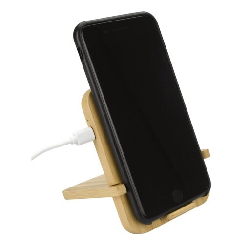 Bamboo 10W Wireless Charger with Phone Holder-4