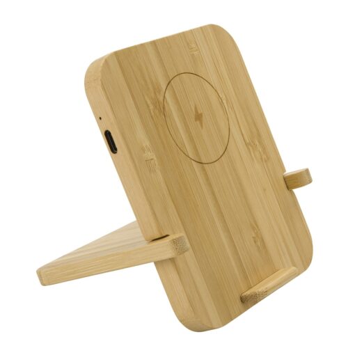 Bamboo 10W Wireless Charger with Phone Holder-5