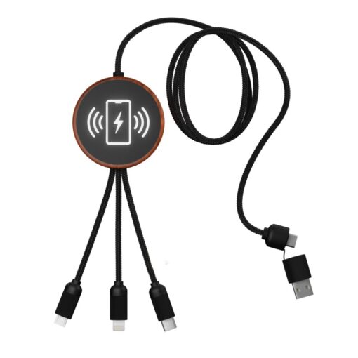 SCX Design® 6-in-1 Bamboo 5W Wireless Charging Cable