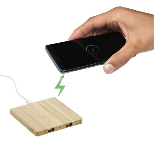 Bamboo Wireless Charging Pad with Dual Outputs-10