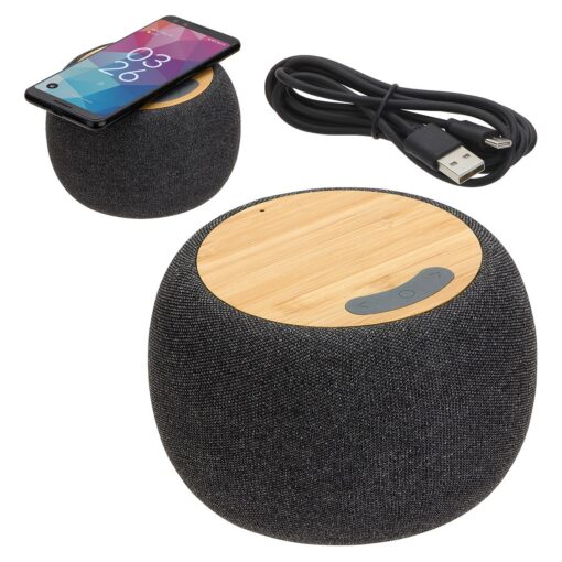 Empire Bamboo Wireless Speaker with 5W Wireless Charger-2
