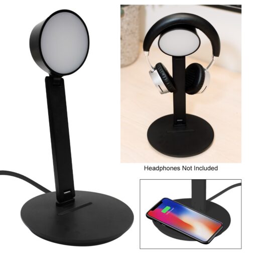 Vanity Light Wireless Charger With Headphone Stand-3