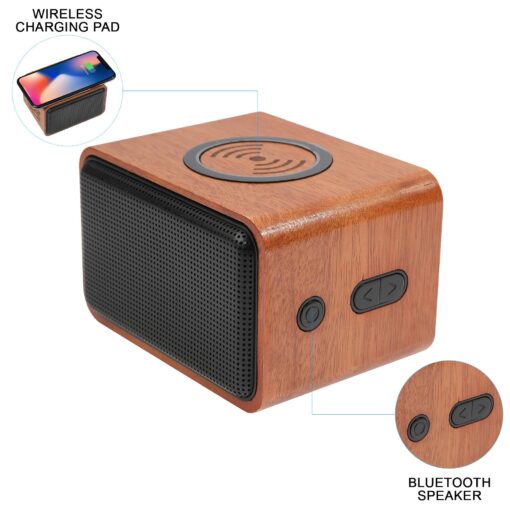 Wood Bluetooth Speaker with Wireless Charging Pad-9