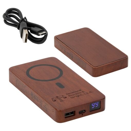FSC® Mahogany 5000mAh Power Bank with 15W Magnetic Wireless Charger-1