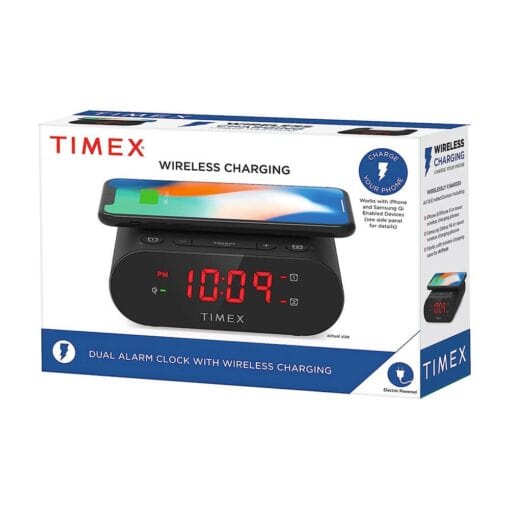 Timex Wireless Charging Dual Alarm Clock - Black-3
