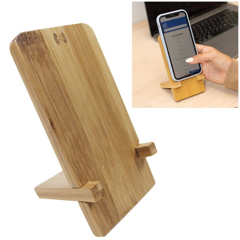 Custom Bamboo Wireless Charger Phone Stand - 3