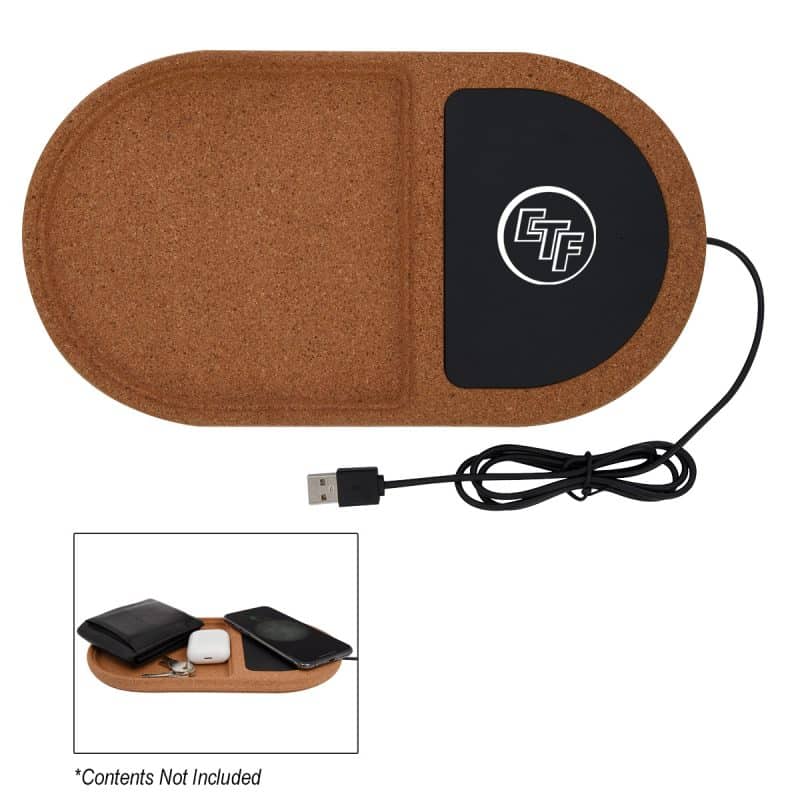 Custom Cork Wireless Charging Pad Desktop Organizer - 3