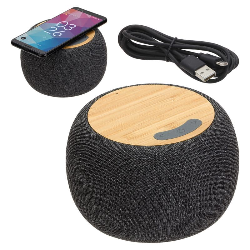 Custom Empire Bamboo Wireless Speaker with 5W Wireless Charger - 1