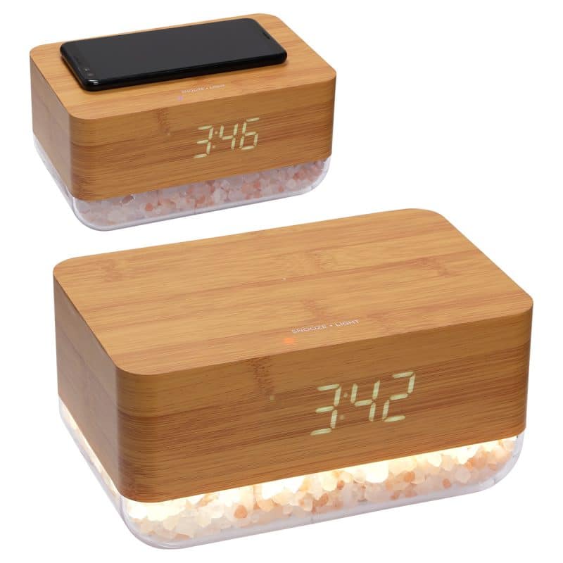 Custom Sunrise Alarm Clock with Himalayan Salt Lamp + Wireless Charger - 3