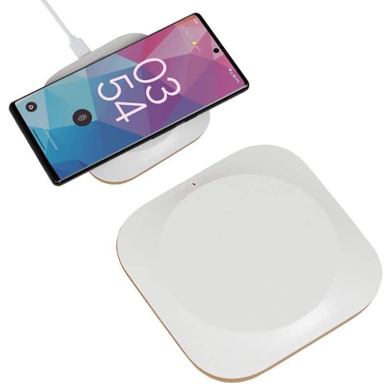 Custom Trident 15W Wireless Charger Made With FSC® Cork & Recycled Plastic - 1