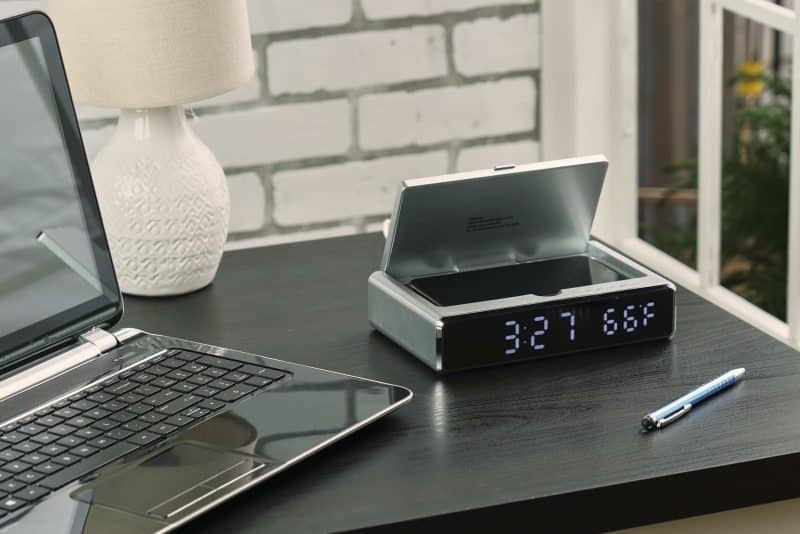 Custom UV Sanitizer Desk Clock with Wireless Charging - 2