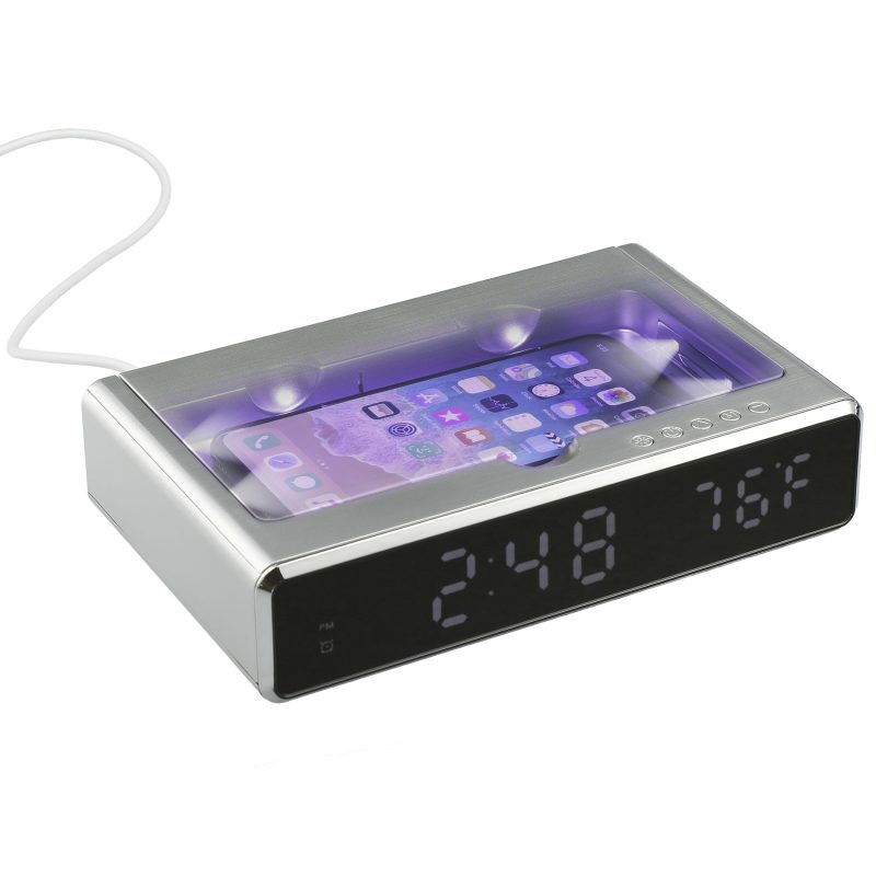Custom UV Sanitizer Desk Clock with Wireless Charging - 4