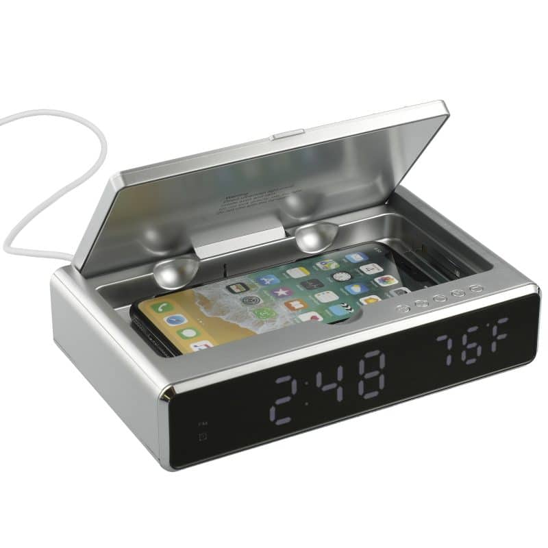 Custom UV Sanitizer Desk Clock with Wireless Charging - 6