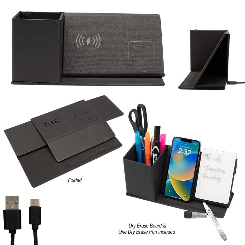 Custom Wireless Charging Desk Organizer With Dry Erase Board - 2