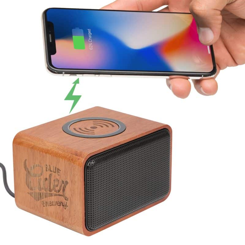 Custom Wood Bluetooth Speaker with Wireless Charging Pad - 3