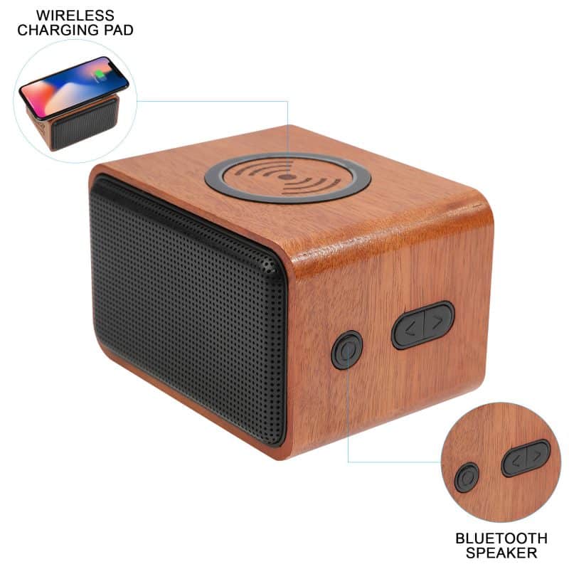 Custom Wood Bluetooth Speaker with Wireless Charging Pad - 8