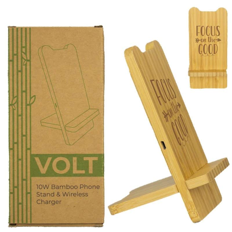 Custom Volt Bamboo Phone Stand Wireless Charger With Box - 2