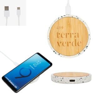 Custom 10w Speckle & Bamboo Wireless Charger