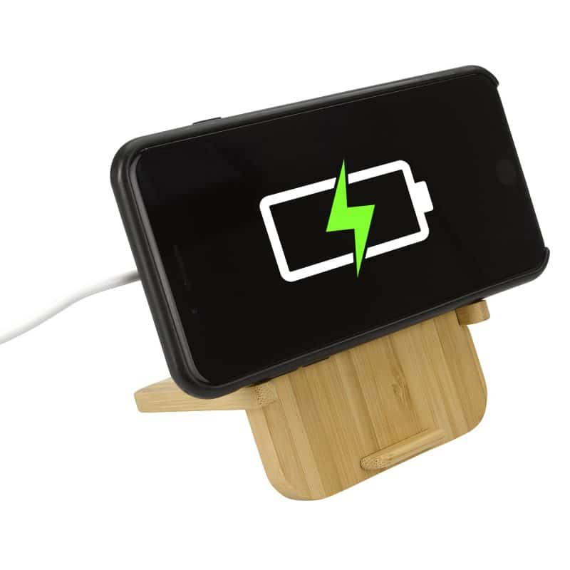 Custom Bamboo 10W Wireless Charger with Phone Holder - 1