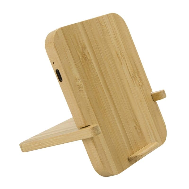 Custom Bamboo 10W Wireless Charger with Phone Holder - 3