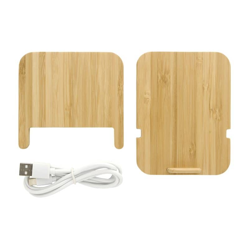 Custom Bamboo 10W Wireless Charger with Phone Holder - 4