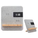 Custom Fabric & Bamboo Wireless Charger With Clock - 2