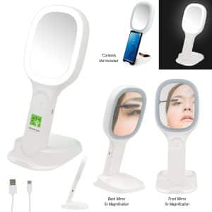 Custom Light Up Double Sided Mirror With Wireless Charger