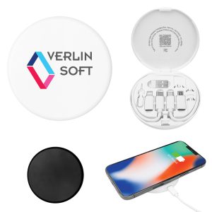 Custom Charging Cord & Adapter Set In Wireless Charging Case