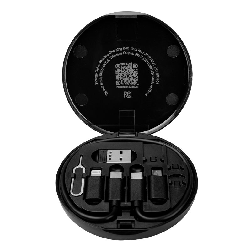 Custom Charging Cord & Adapter Set In Wireless Charging Case - 4