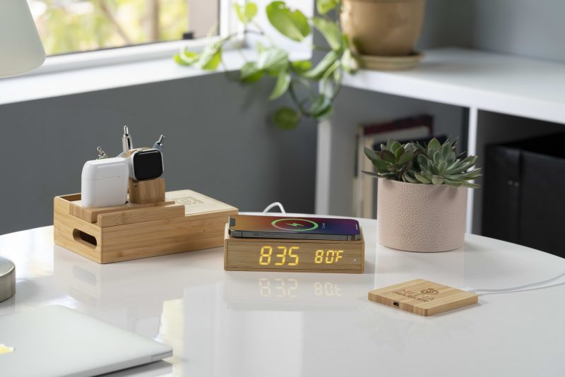 Custom FSC® 100% Bamboo Wireless Charging Pad with Dual Outputs - 7
