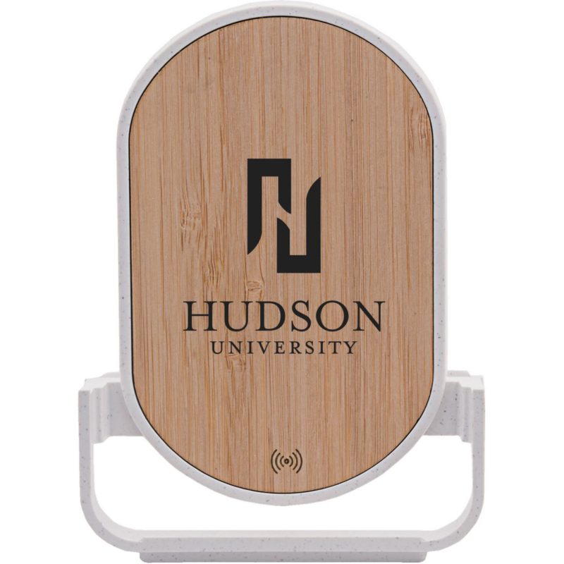 Custom Qi Certified Bamboo Phone Charger Stand - 2