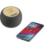 Custom Wireless Charging Garm Fabric & Bamboo Bluetooth Speaker - 2
