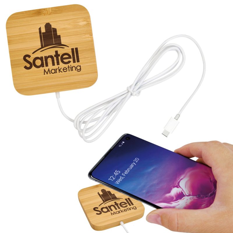Custom Good Value™ Bamboo Magnet-Hold 15W Wireless Charger