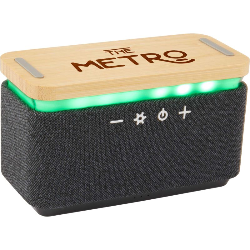 Custom Boost Fabric and Bamboo Wireless Charging Speaker - 2