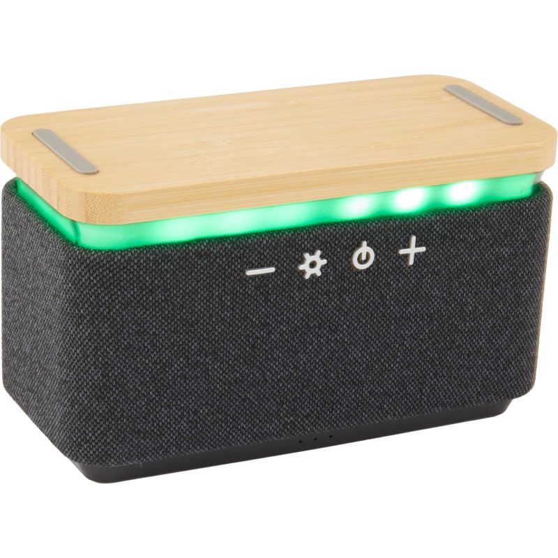 Custom Boost Fabric and Bamboo Wireless Charging Speaker - 6