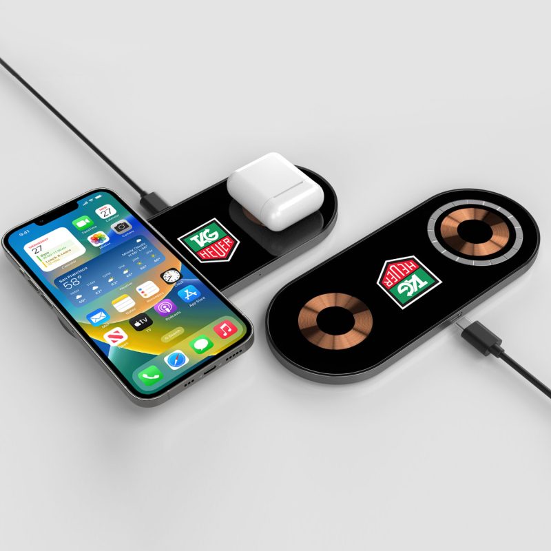 Custom Glass Top Dual Wireless Charging Pad - 3