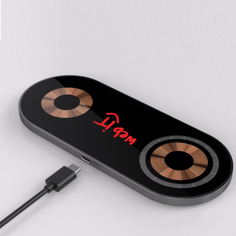 Custom Glass Top Dual Wireless Charging Pad - 4
