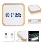 Custom Bamboo Wireless Charger Night Light - 2