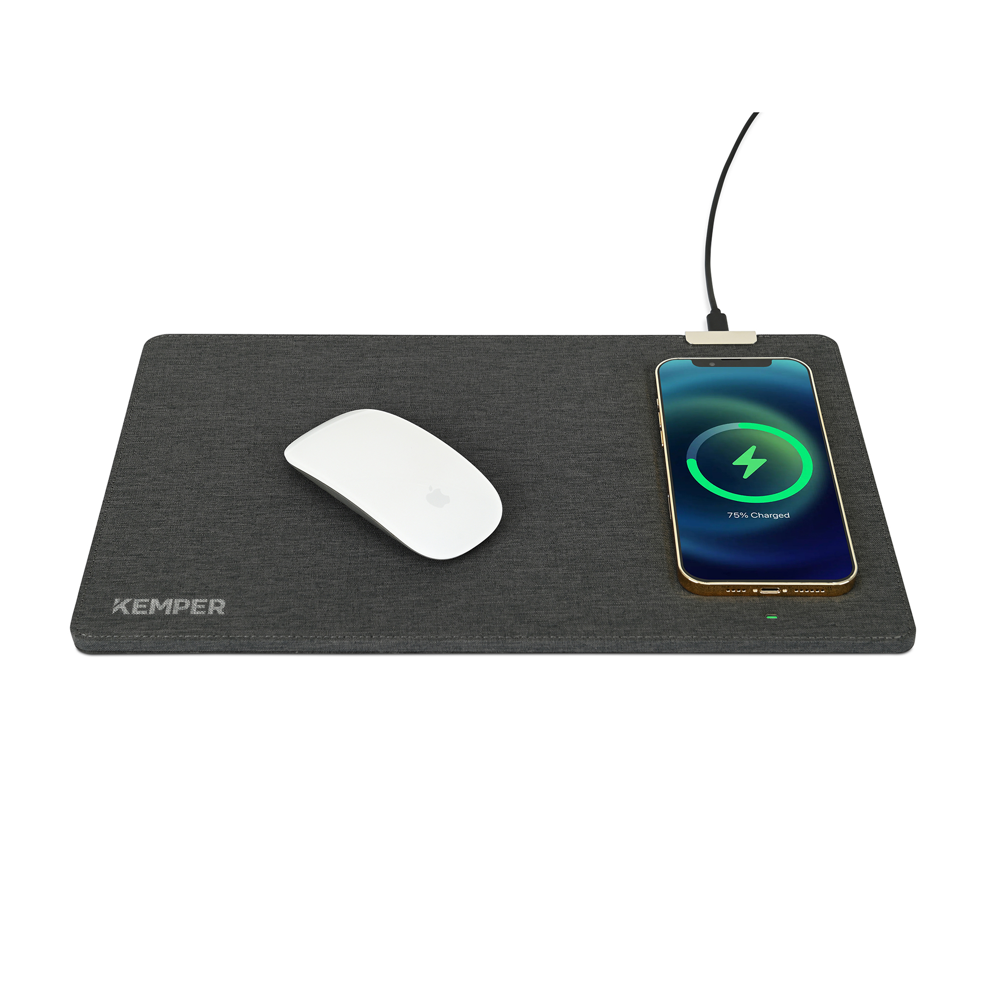 Custom Eden Wireless Charging Mouse Pad - Charcoal Heather