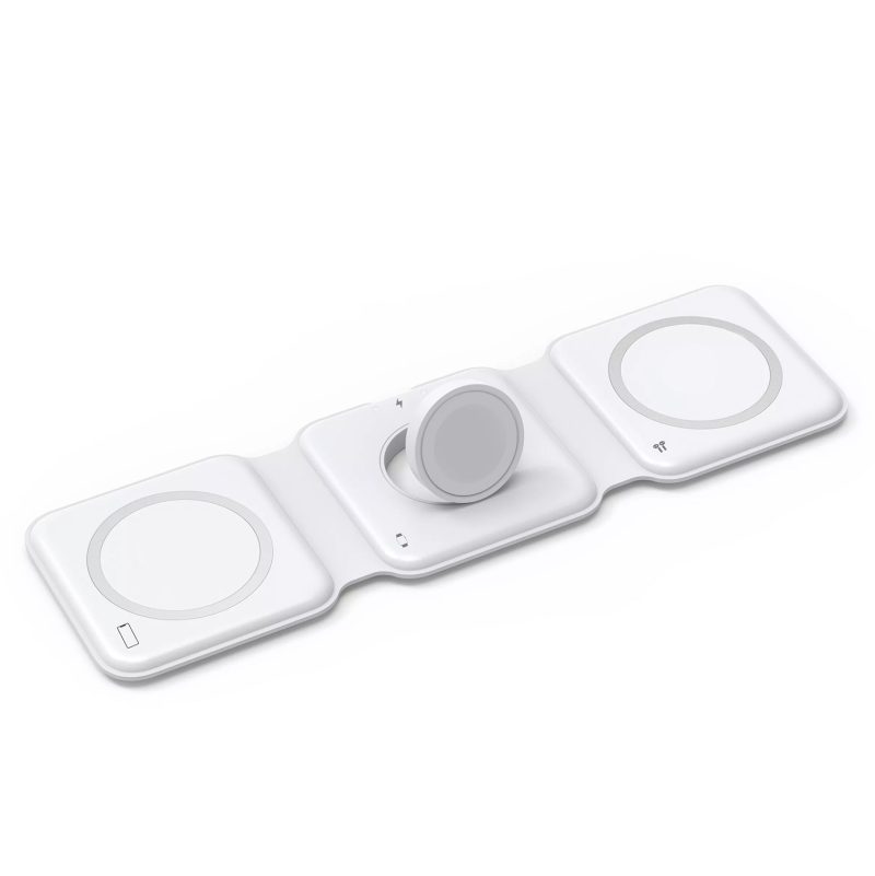 Custom Trio Qi - 3-In-1 Travel Charger - White - 1